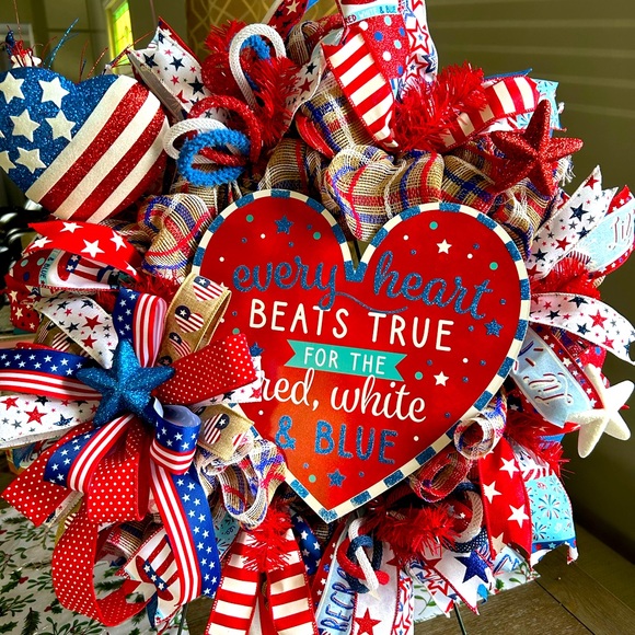 4th of July Wreath,Front door Summer wreath,Summer decor,Farmhouse decor - Picture 7 of 9